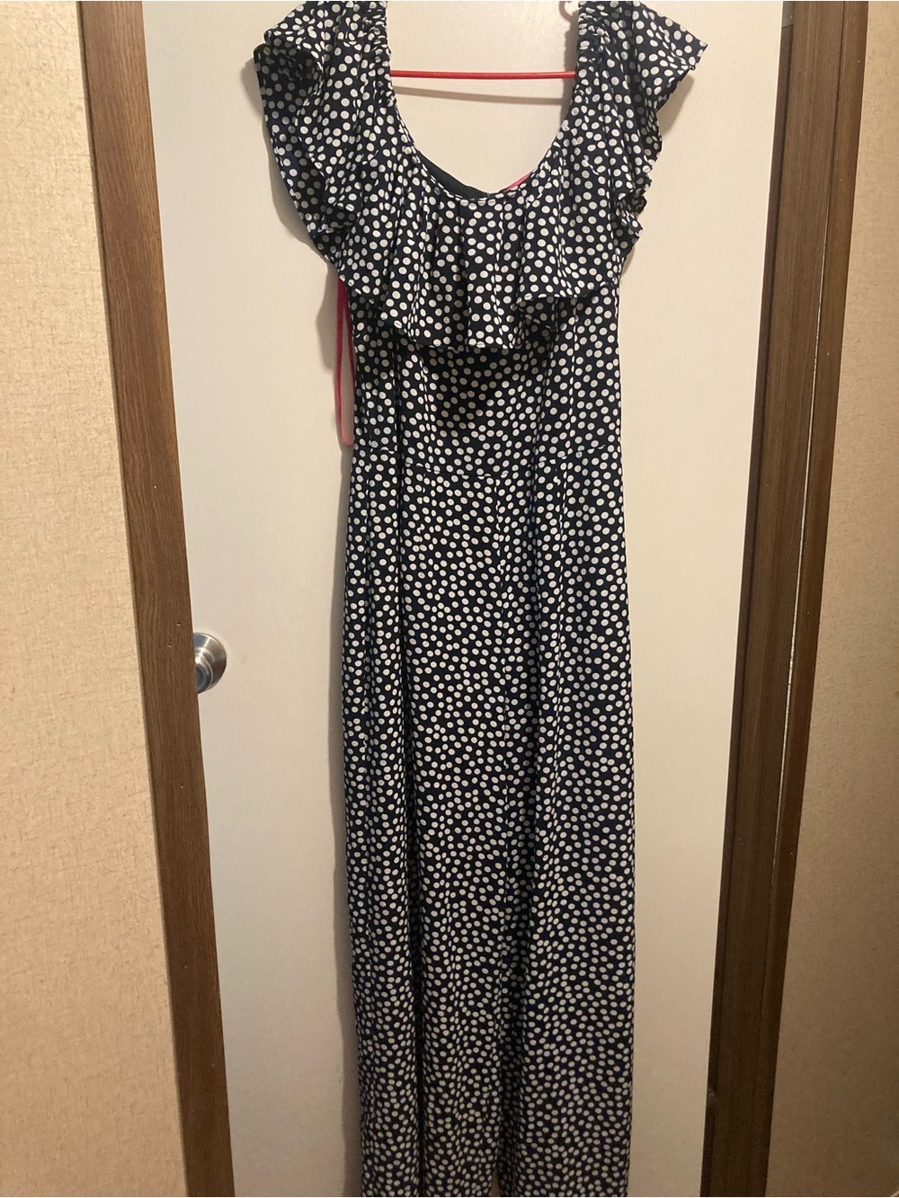 Betsey Johnson  Polka Dot cold shoulder Wide Leg Jumpsuit